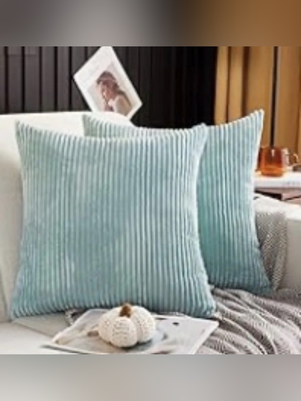 MERNETTE Pack of 2, Corduroy Soft Decorative Square Throw Pillow Covers NEW
